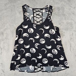 Hot‎ Topic Moon Phases Tank Top Lace-Up Back Grunge Witchy Aesthetic Size Small